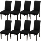 Jqinhome Dining Room Chair Covers Set Of 8, High Stretch Chair Slipcover Removable Washable Chair Seat Protector Cover For Home Party Hotel Wedding Ceremony (Black)