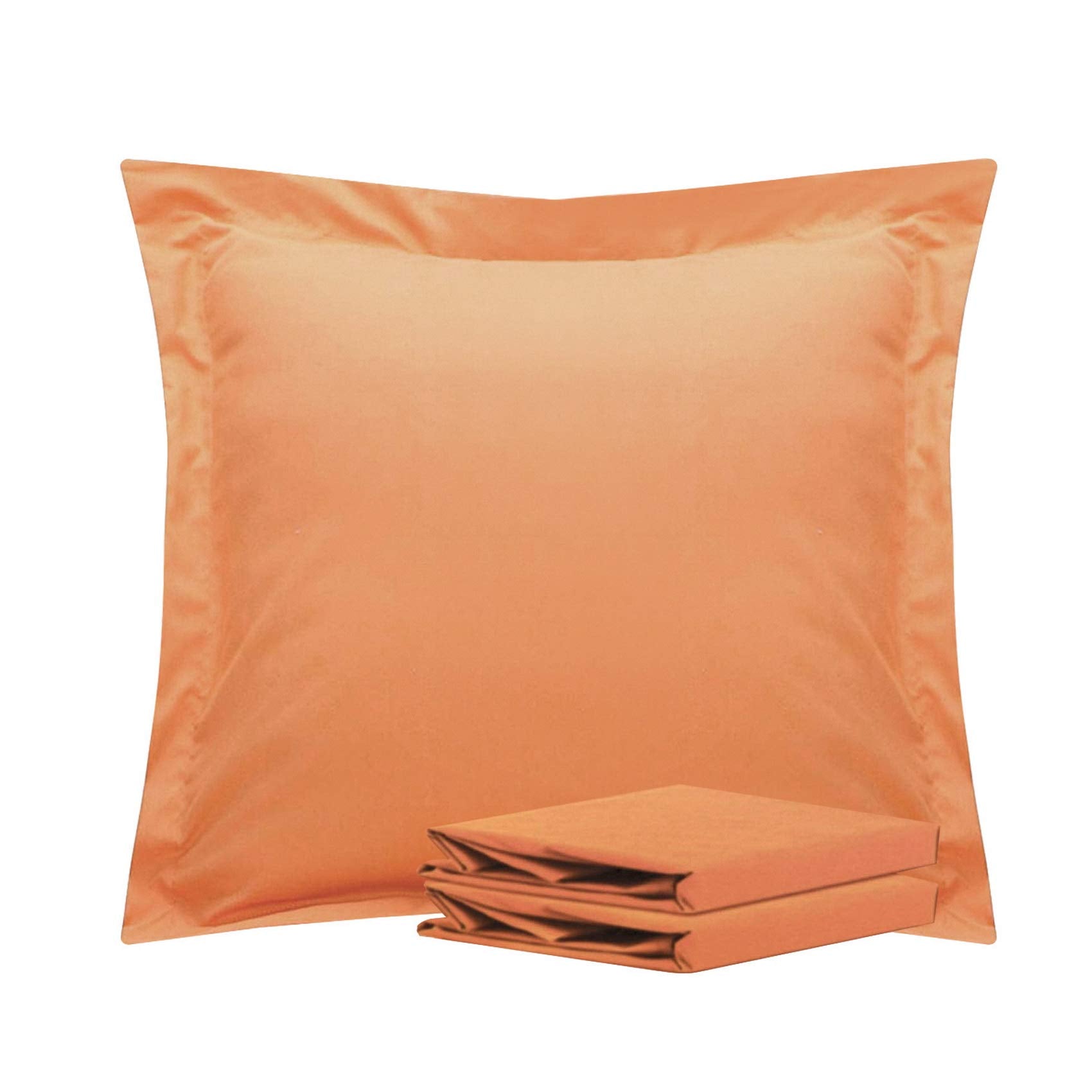 Ntbay 100% Brushed Microfiber 26X26 Euro Pillow Shams Set Of 2, Super Soft And Cozy European Throw Pillow Covers, Wrinkle, Fade, Stain Resistant Square Pillow Cases, Pale Orange