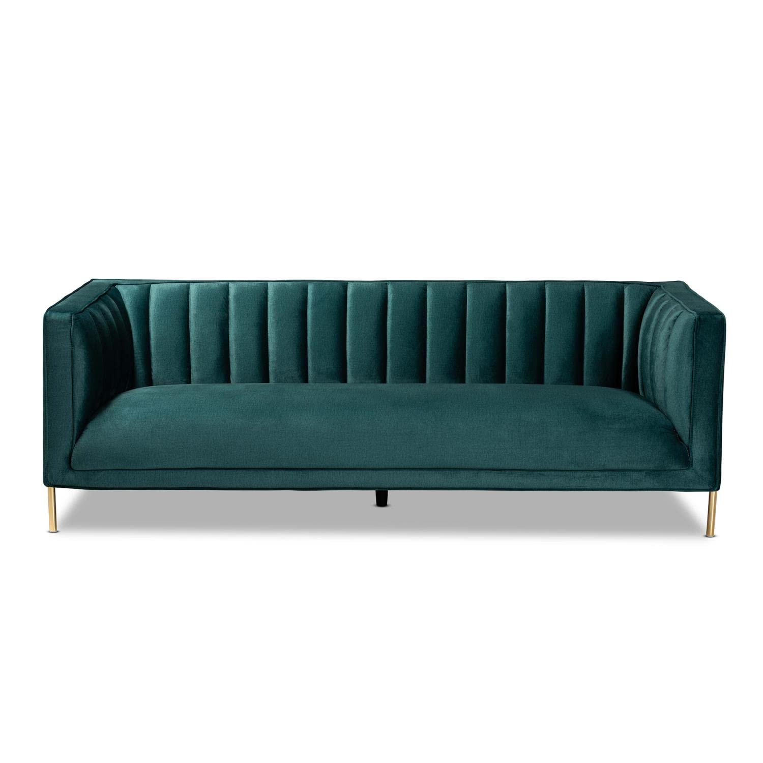 Baxton Studio Maia Glam and Luxe Green and Gold Finished Metal Sofa