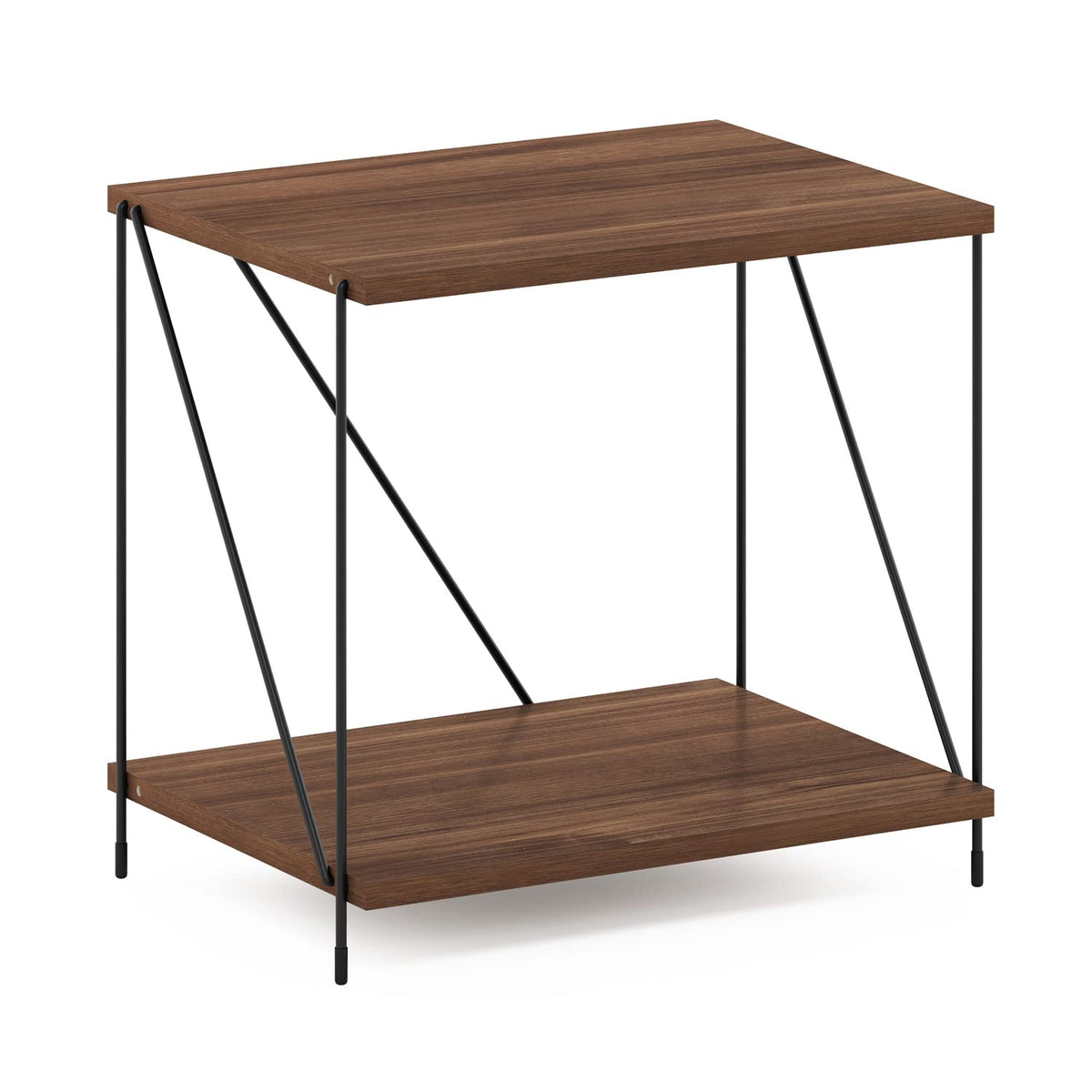 Furinno Besi Industrial Multipurpose Side Table With Metal Frame, Walnut Cove