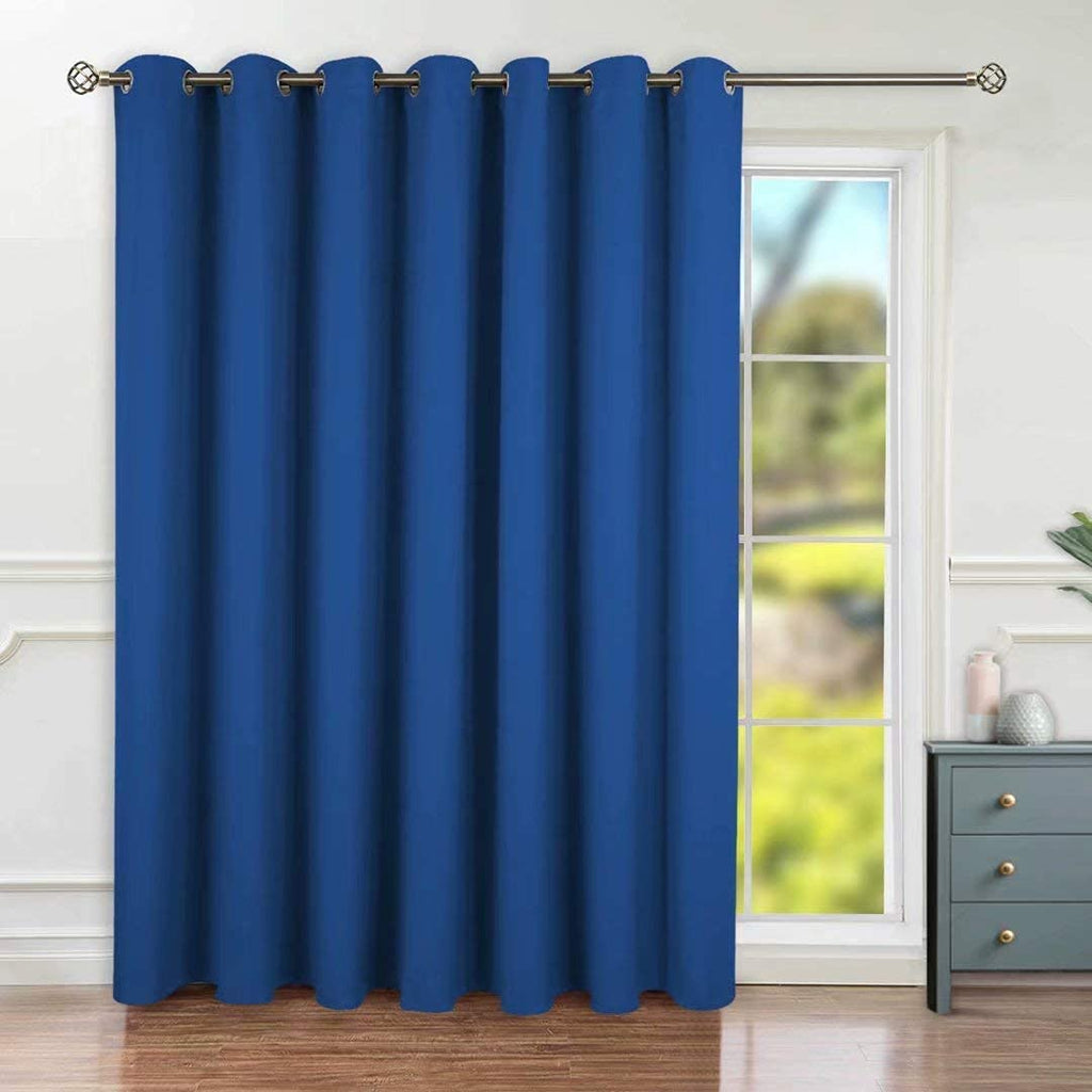 Bgment Fashion Sliding Door Curtain 100 X 84 Inches, Wide Thermal Blackout Curtains Room Darkening Room Divider Window Curtain, 1 Panel, Royal Blue, 84 Length X Wide 100