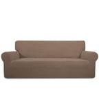 Purefit Stretch Sofa Slipcover – Spandex Jacquard Non Slip Soft Couch Sofa Cover, Washable Furniture Protector With Non Skid Foam And Elastic Bottom For Kids (Sofa, Camel)