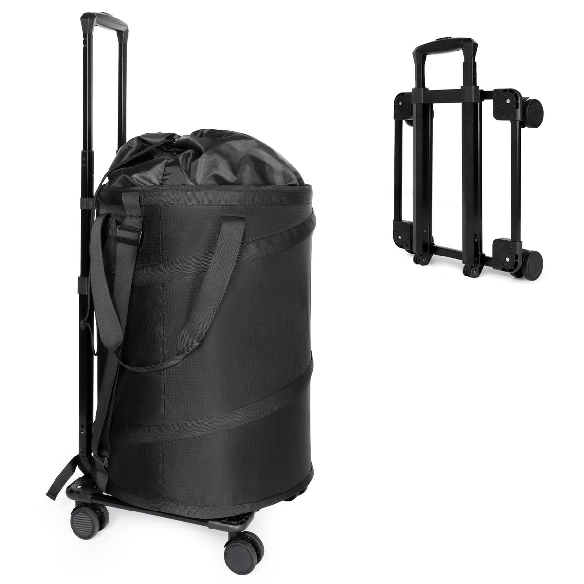 Bukere Laundry Hamper with Wheels, Extra Large 3 in 1 Pop Up Basket with Rolling Trolley, Collapsible Freestanding Carry Bag Whe