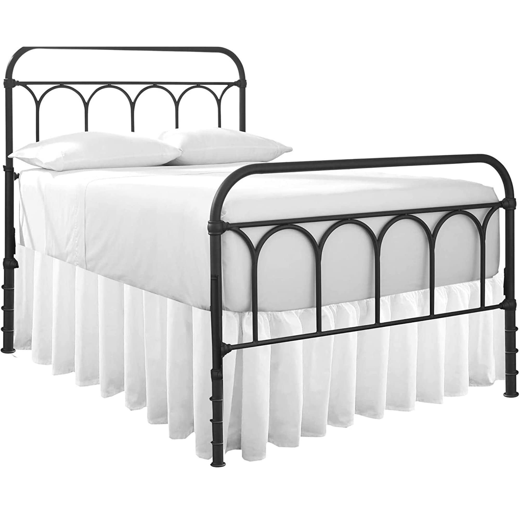 Ruffled Bed Skirt With Split Corners-Dust Ruffle - 21' Drop 100% Microfiber Soft,Sheen & Luxurious Look - Bed Skirts (White -Qu