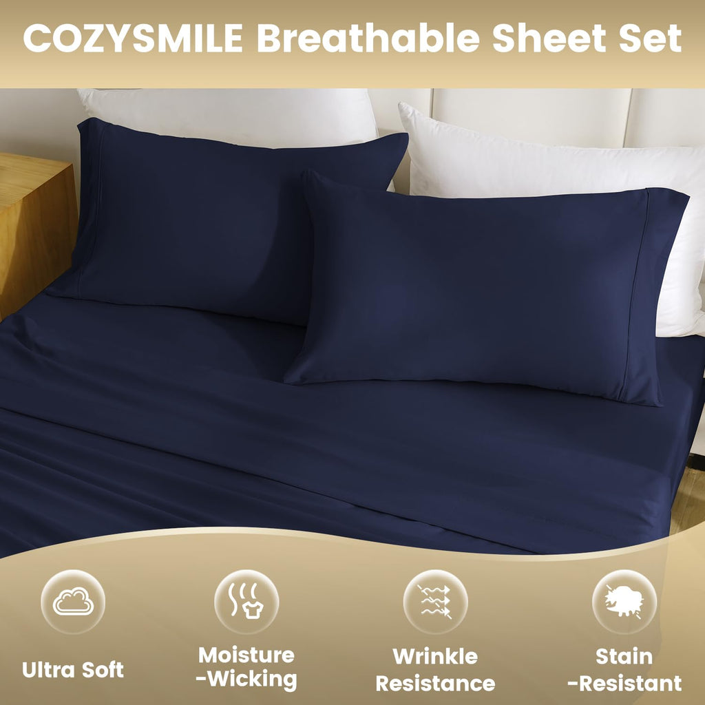 Cozysmile Twin Sheet Set - 3 Piece Super Soft Breathable Bed Sheet & Pillowcase Set, 16'' Deep Pocket Hotel Luxury Wrinkle Free