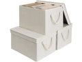 StorageWorks 32L Storage Bins with Lids, Decorative Storage Boxes with Lids and Soft Rope Handles, Mixing of Beige, White & Ivor