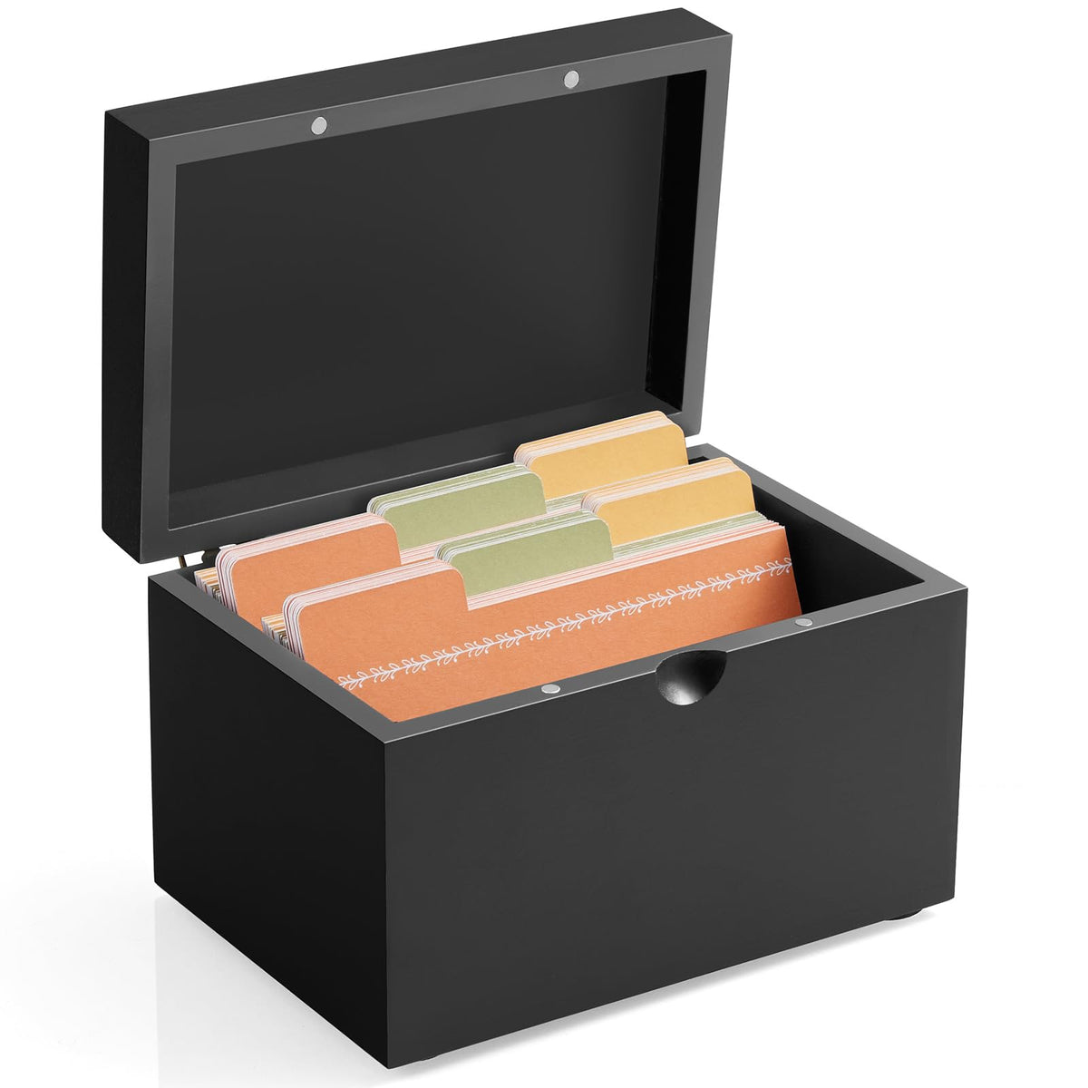Drastar Index Card Holder 3X5, Wooden Index Card Organizer Box With 45 Index Card Dividers, Flashcard Notecard Holders For Home