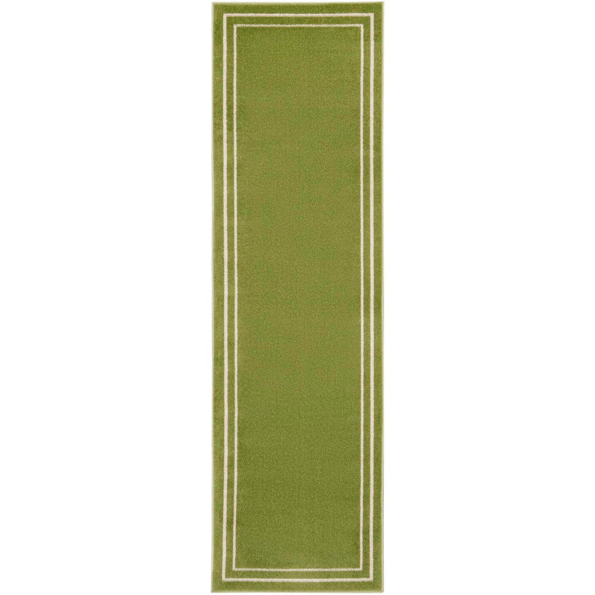 Nourison Essentials Indoor/Outdoor Green Ivory 2'2' X 7'6 Area Rug, Easy Cleaning, Non Shedding, Bed Room, Living Room, Dining