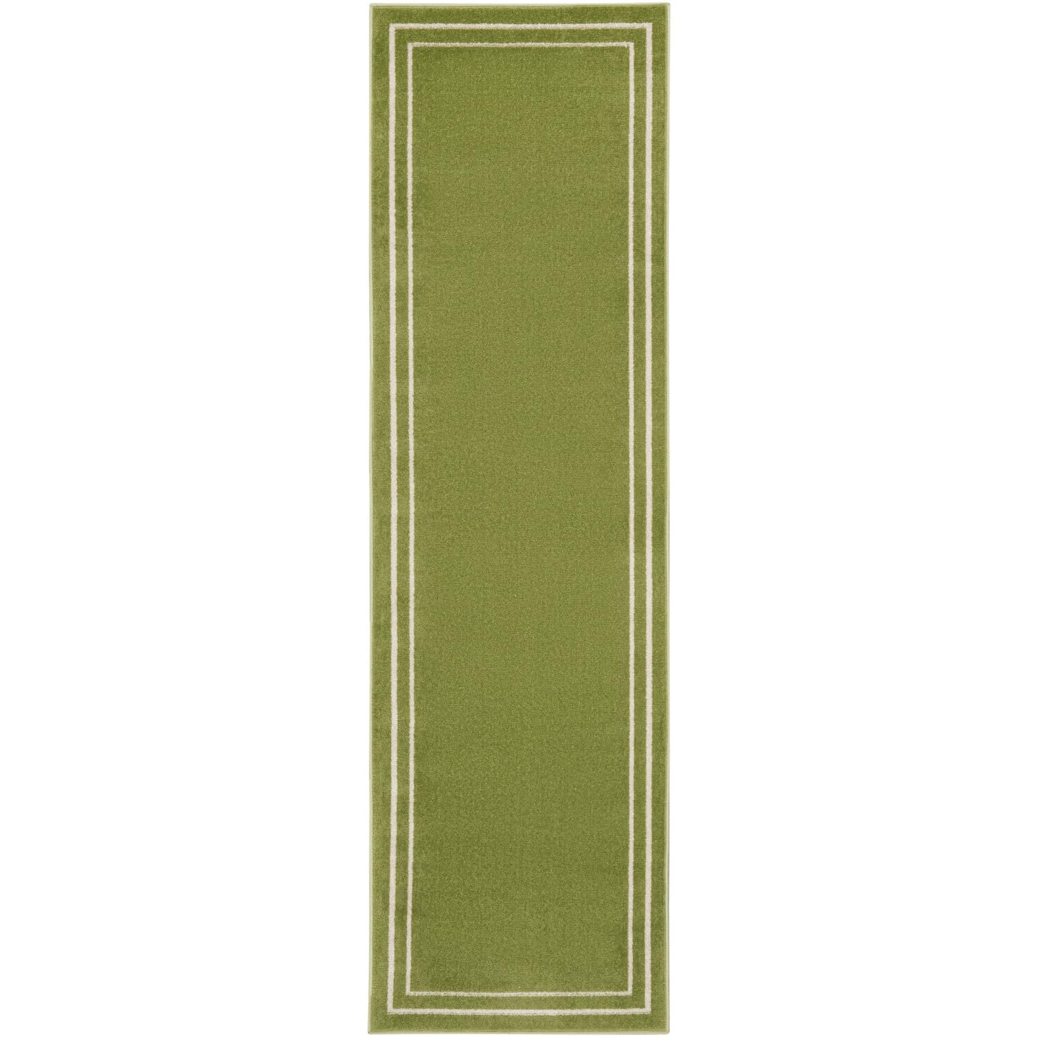 Nourison Essentials Indoor/Outdoor Green Ivory 2'2' X 7'6 Area Rug, Easy Cleaning, Non Shedding, Bed Room, Living Room, Dining