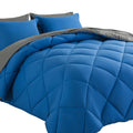 Cosybay Bed In A Bag Full Comforter Sets 7Pcs All Season Solid Down Alternative Bedding Sets Blue And Grey With Comforter, Pillo