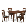 East West Furniture NOCA5-MAH-LC 5 Piece Dining Room Furniture Set Includes a Rectangle Kitchen Table with Butterfly Leaf and 4 Faux Leather Upholstered Chairs, 32x54 Inch, Mahogany