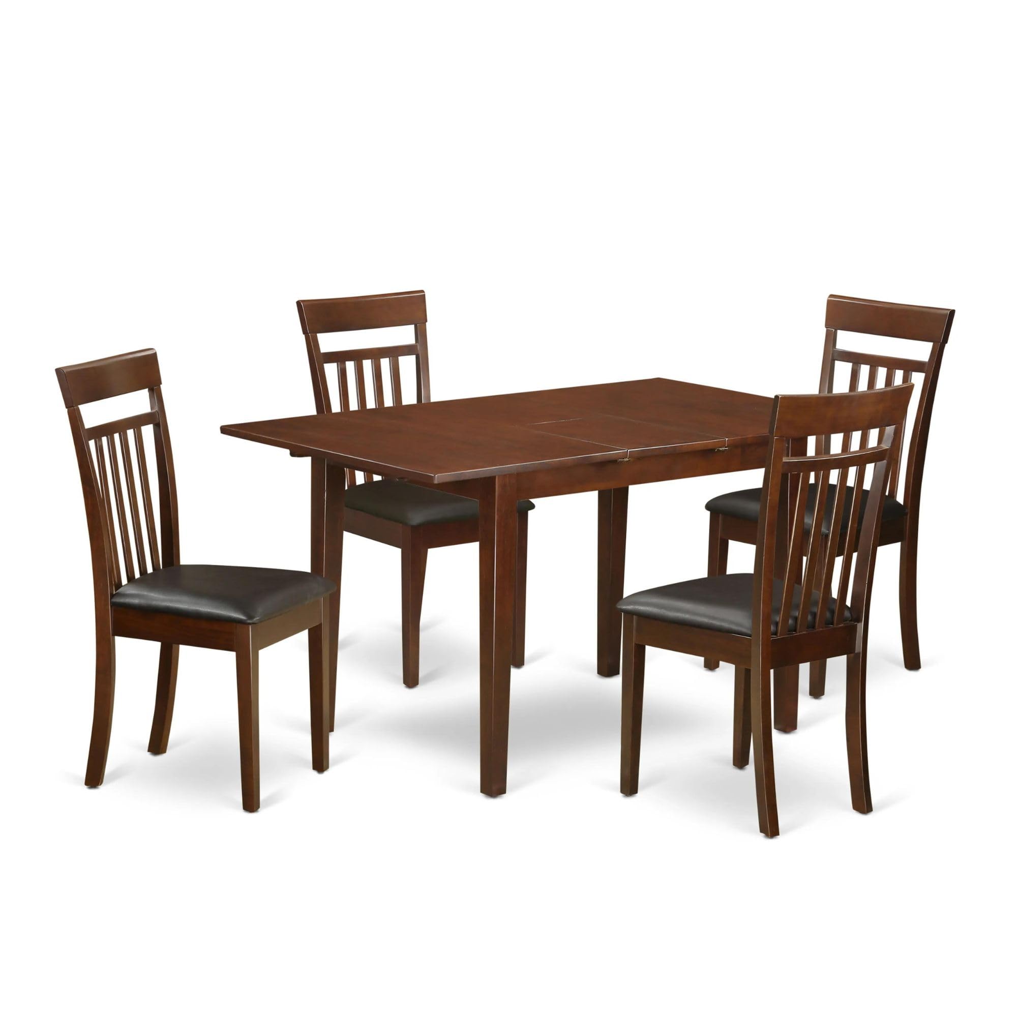 East West Furniture NOCA5-MAH-LC 5 Piece Dining Room Furniture Set Includes a Rectangle Kitchen Table with Butterfly Leaf and 4 Faux Leather Upholstered Chairs, 32x54 Inch, Mahogany