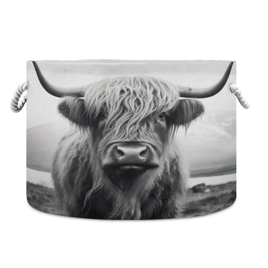 Wellday Cotton Rope Basket Highland Cow Baby Laundry Basket For Blankets Toys Storage Basket