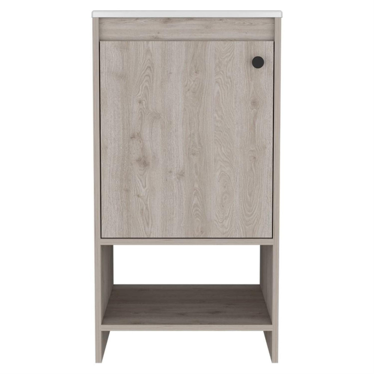 Jane Bathroom Vanity with 1-Door Cabinet, 1 Open Shelf, and 1 Hole Sink, Light Grey