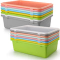 Dandat 16 Pcs Plastic Book Bins for Classroom,Cubby Storage Bins Bulk