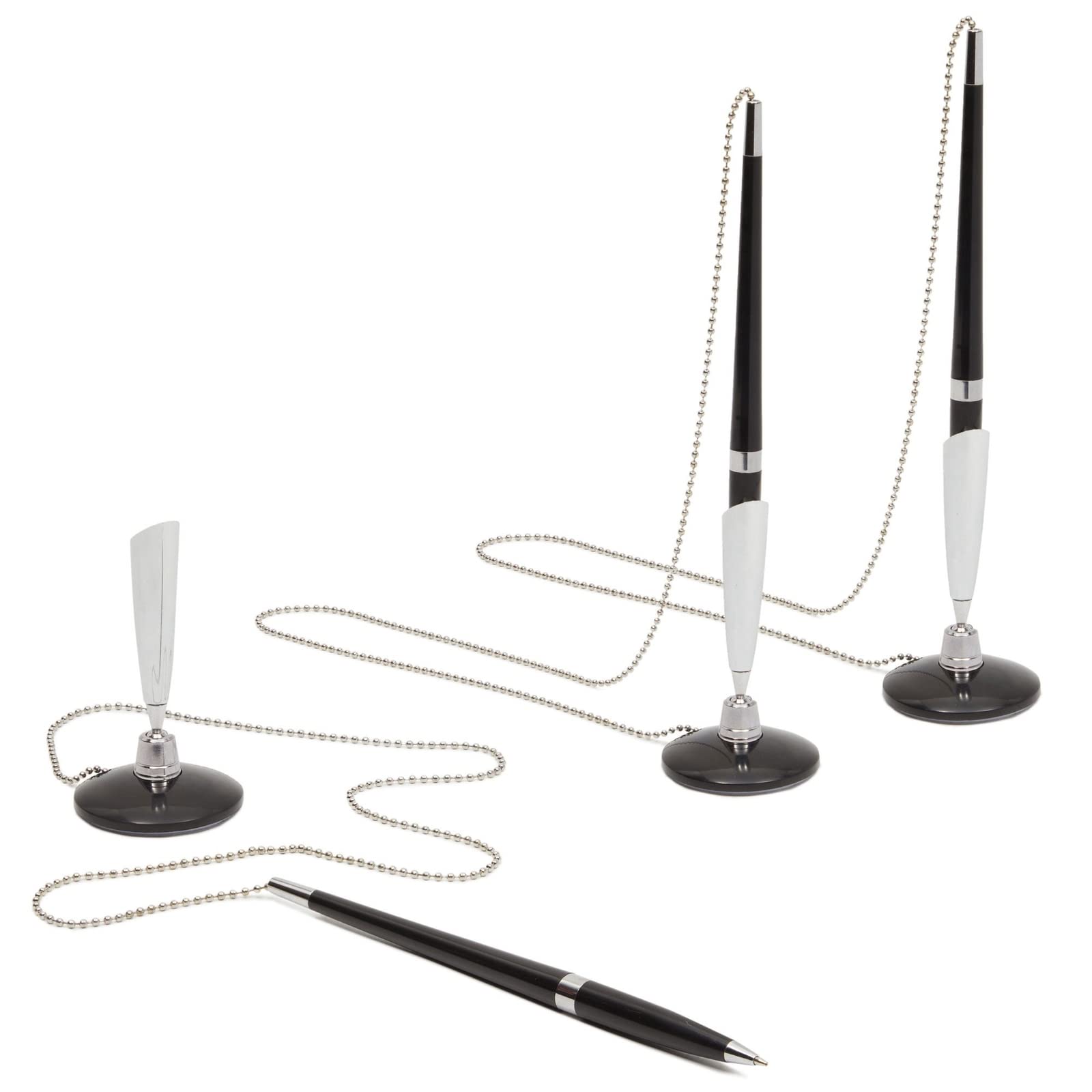 Juvale 3 Pack Desk Pen With Chain - Adhesive Security Pen Holder - 26' Long Chain For Business Counter, Front Desk, Reception,