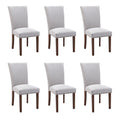 COLAMY Parsons Dining Chairs Set of 6, Upholstered Fabric Dining Room Kitchen Chair with Nailhead Trim and Wood Legs - Light Gre