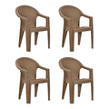 Nilkamal Plastic Chair With Arm |Set Of 4| 3 Year Warranty | For Home, Living Room, Outdoor | Rattan Dark Beige Colour | Exotica