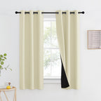 Nicetown Living Room Completely Shaded Draperies, Privacy Protection & Noise Reducing Ring Top Drapes, Black Lined Insulated Window Treatment Curtain Panels (Beige, 2 Pieces, W37 X L60)