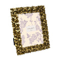 Laura Ashley 5x7 Gold Flower Textured Hand-Crafted Resin Picture Frame w/Easel & Hook for Tabletop & Wall Display, Decorative Fl