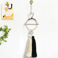 IOWER Boho Wall Decor Gold And Black Macrame Wall Decor Brass Wall Art Cute Home hanging Wall Decor For Living Room 15.7 H