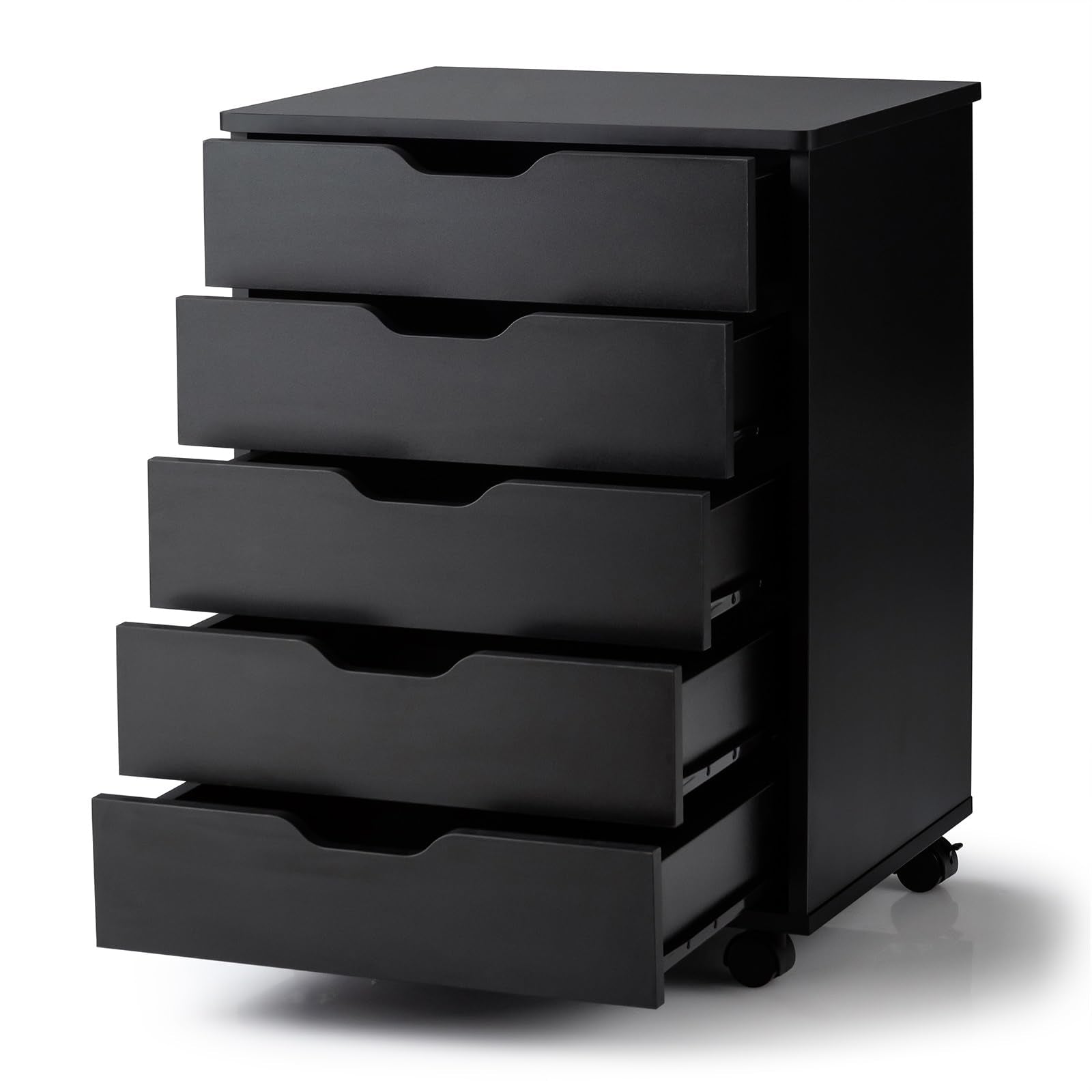 Dortala 5 Drawer Chest File Cabinet With Wheels, Versatile Mobile Under Desk Office Storage Cabinet, Wood Filing Cabinet For Home Office