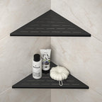 Bernkot Corner Shower Shelf, 12'' Matte Black 304 Stainless Steel Slot Design Recessed Corner Shelves 2 Pack Bathroom Shelf Rack