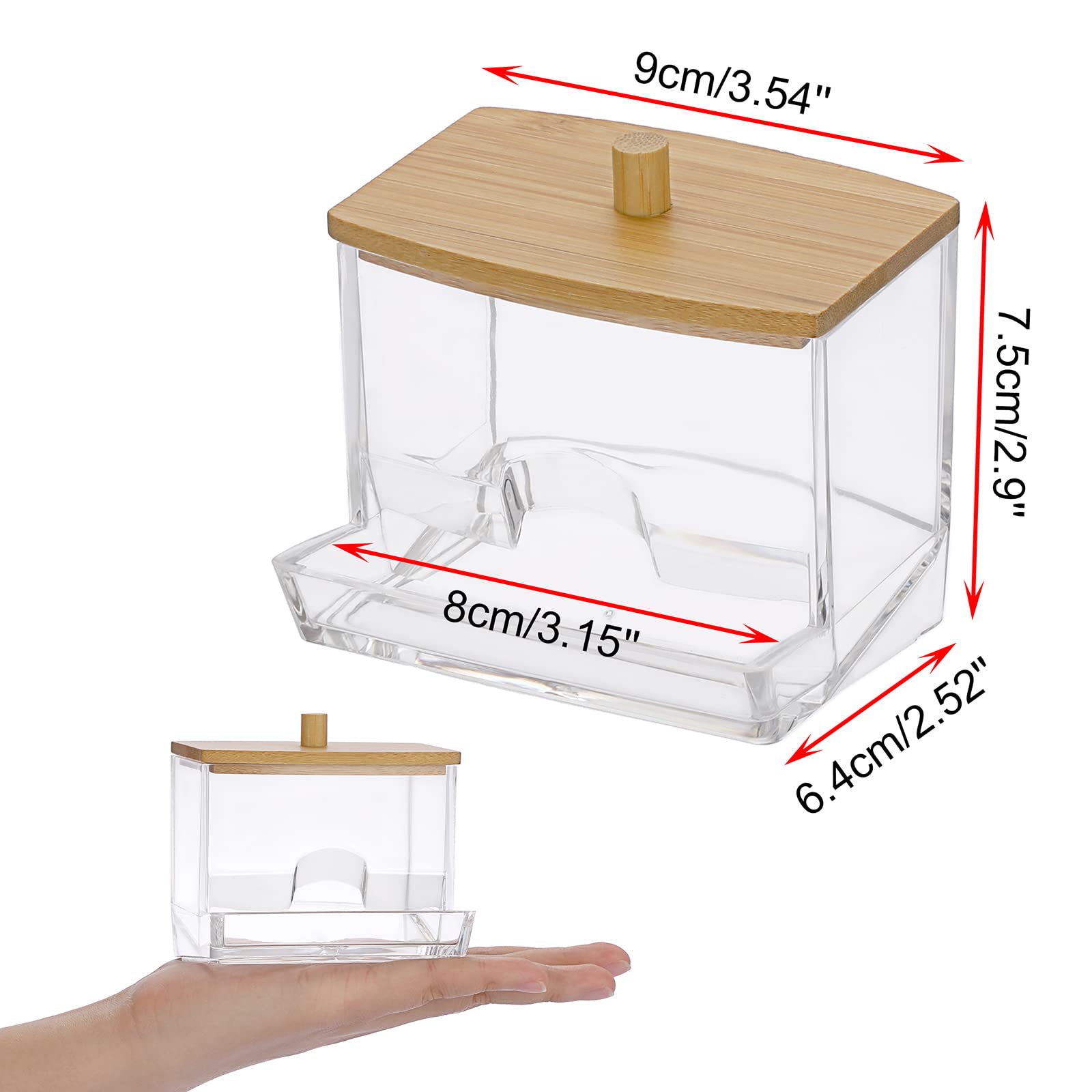 Hipiwe Clear Acrylic Q-Tip Holder with Lid - Bathroom Cotton Swab Dispenser Canister Organizer for Countertop Storage