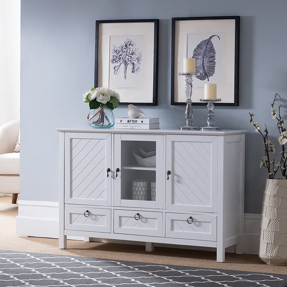 HYPERSIGN DIGITAL SIGNAGE in Room Furniture Designs Transitional Wood and Glass Console Table in White