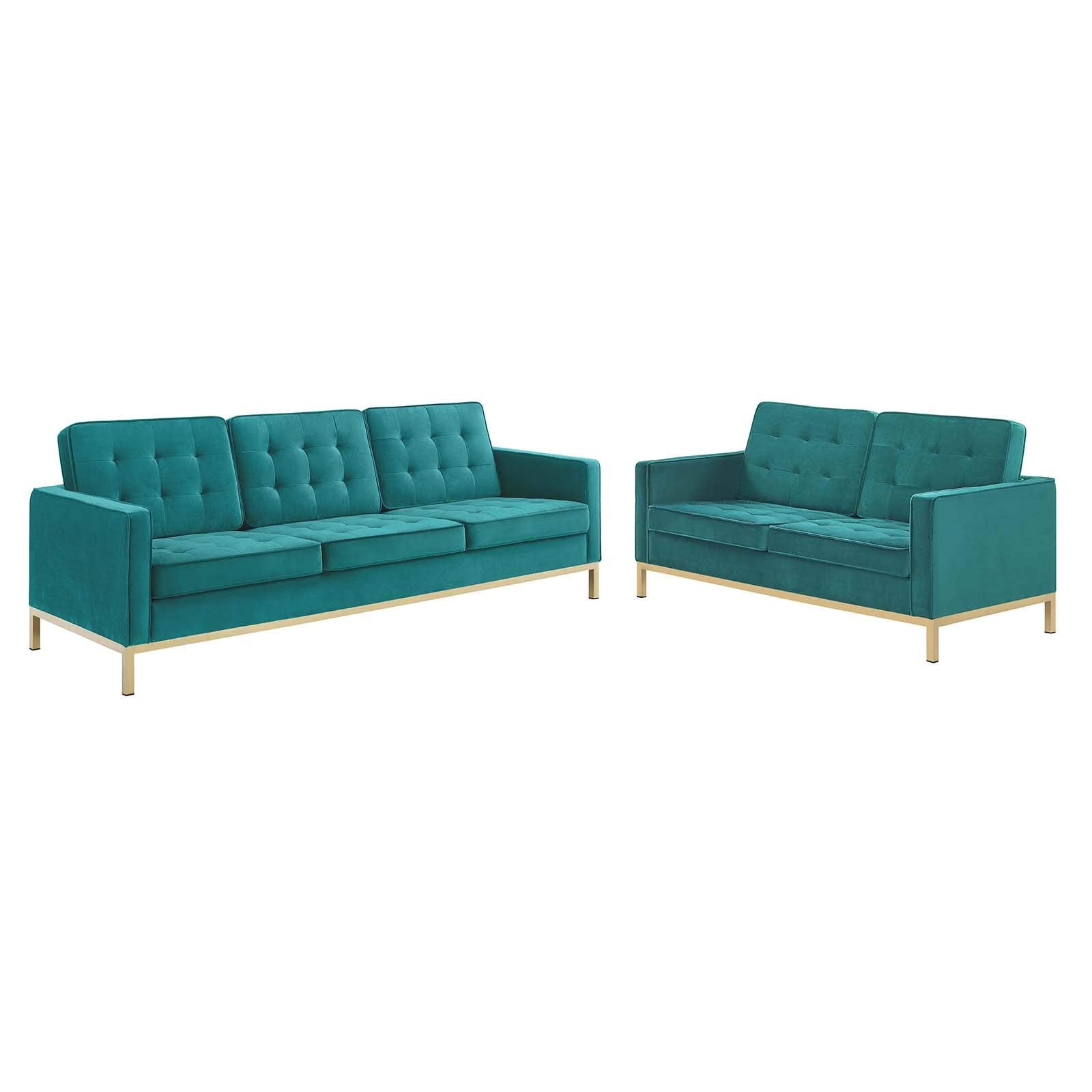 Modway Loft Set, Gold Teal