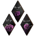 3 Pcs Purple Wall Decor Inspirational Purple Rose Bathroom Decor Wooden Purple Wall Art Office Wall Decor with Accept Let Go Hav