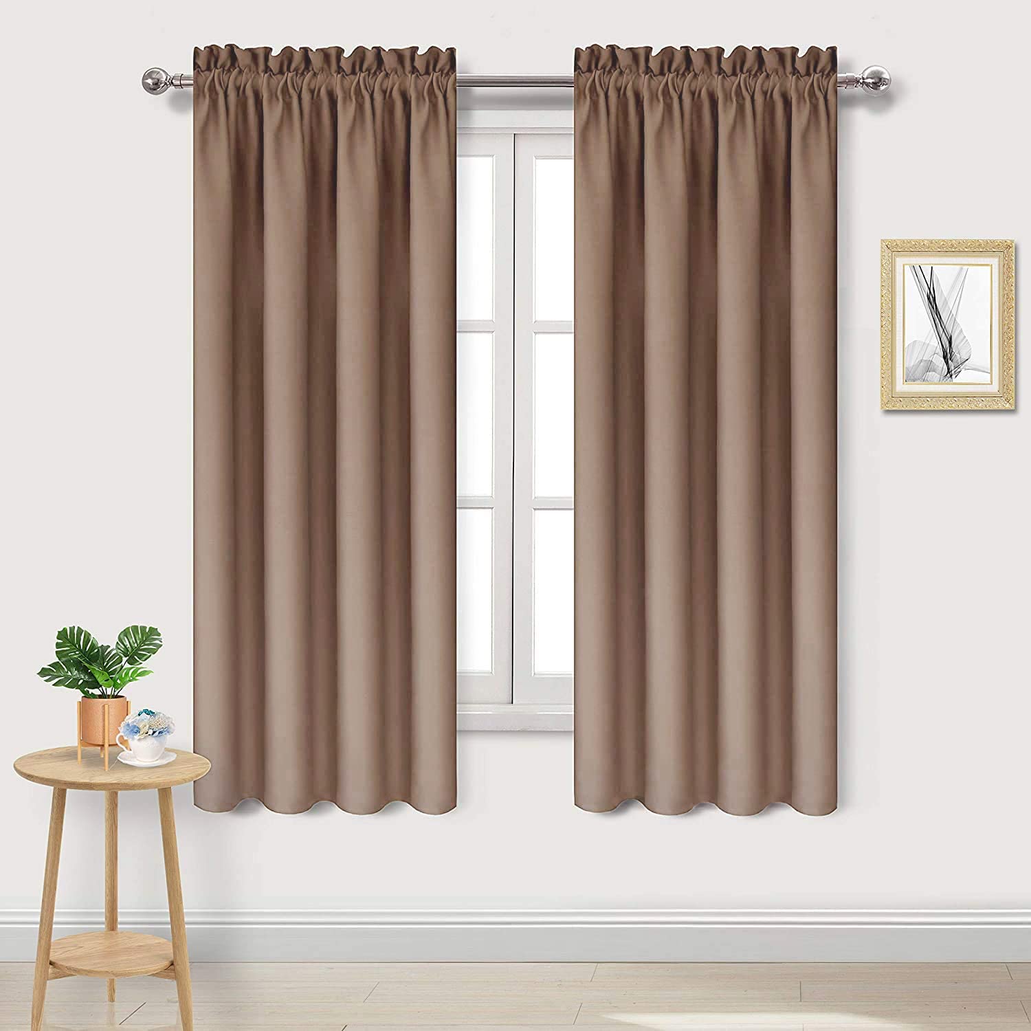 Dwcn Blackout Curtains Room Darkening Thermal Insulated Bedroom Curtains Window Curtain Panels, 42 X 63 Inches Long, Set Of 2 Kh