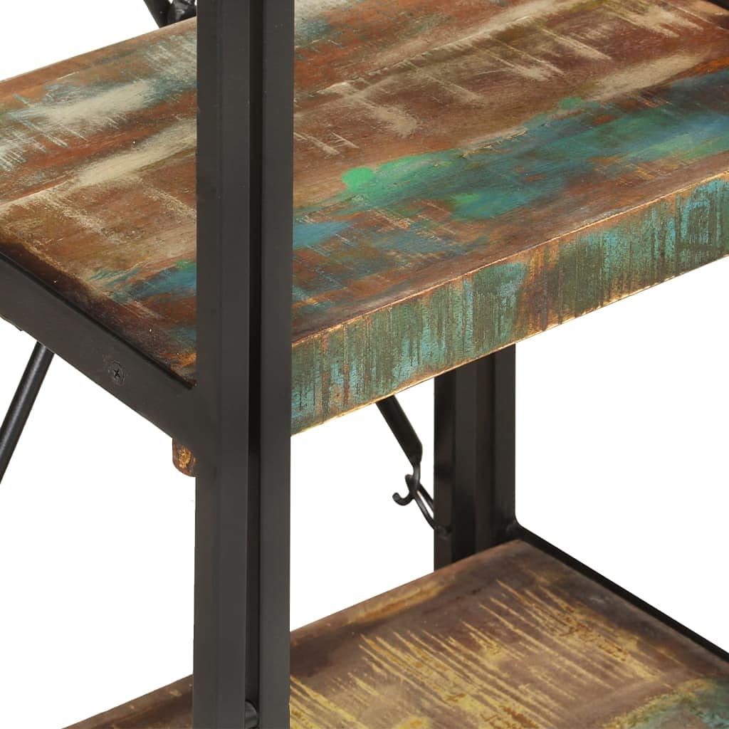 vidaXL 3-Tier Bookcase - Industrial Style Display Shelf with Mixed Color Solid Reclaimed Wood and Powder-Coated Steel Frame - 15.7&quot;x11.8&quot;x31.5&quot; Durable Structure