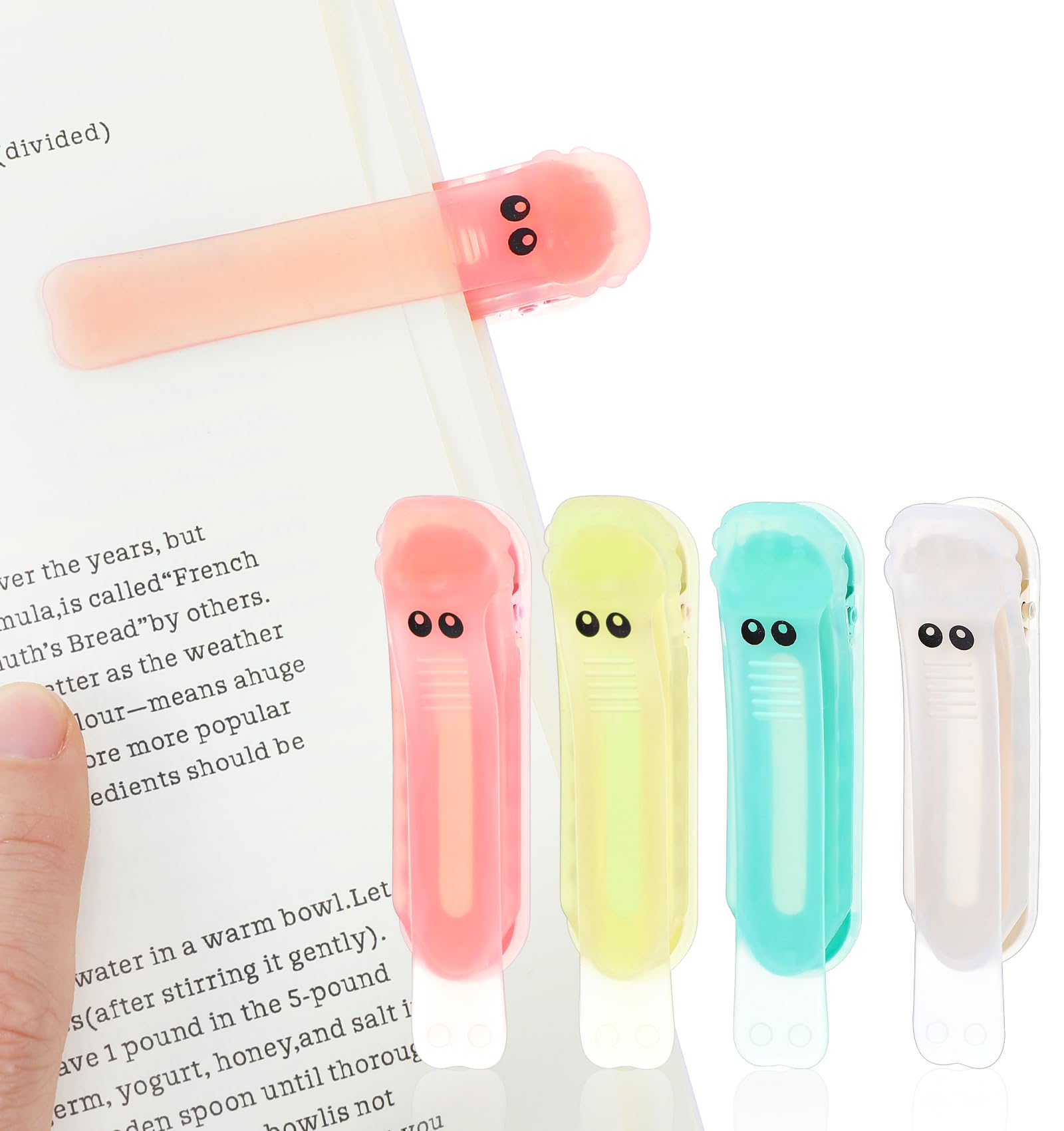 4 Pcs Smart Bookmark, Automatic Bookmark Silicone, Cute Book Markers For Men, Women, Kids, Book Lovers, Reading (Translucent)