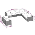 vidaXL - 9 Piece Patio Lounge Set with Cushions in Black Poly Rattan, Featuring Modular Design, Weather-Resistant Material, Comfortable Seating with Thick Padded Cushions