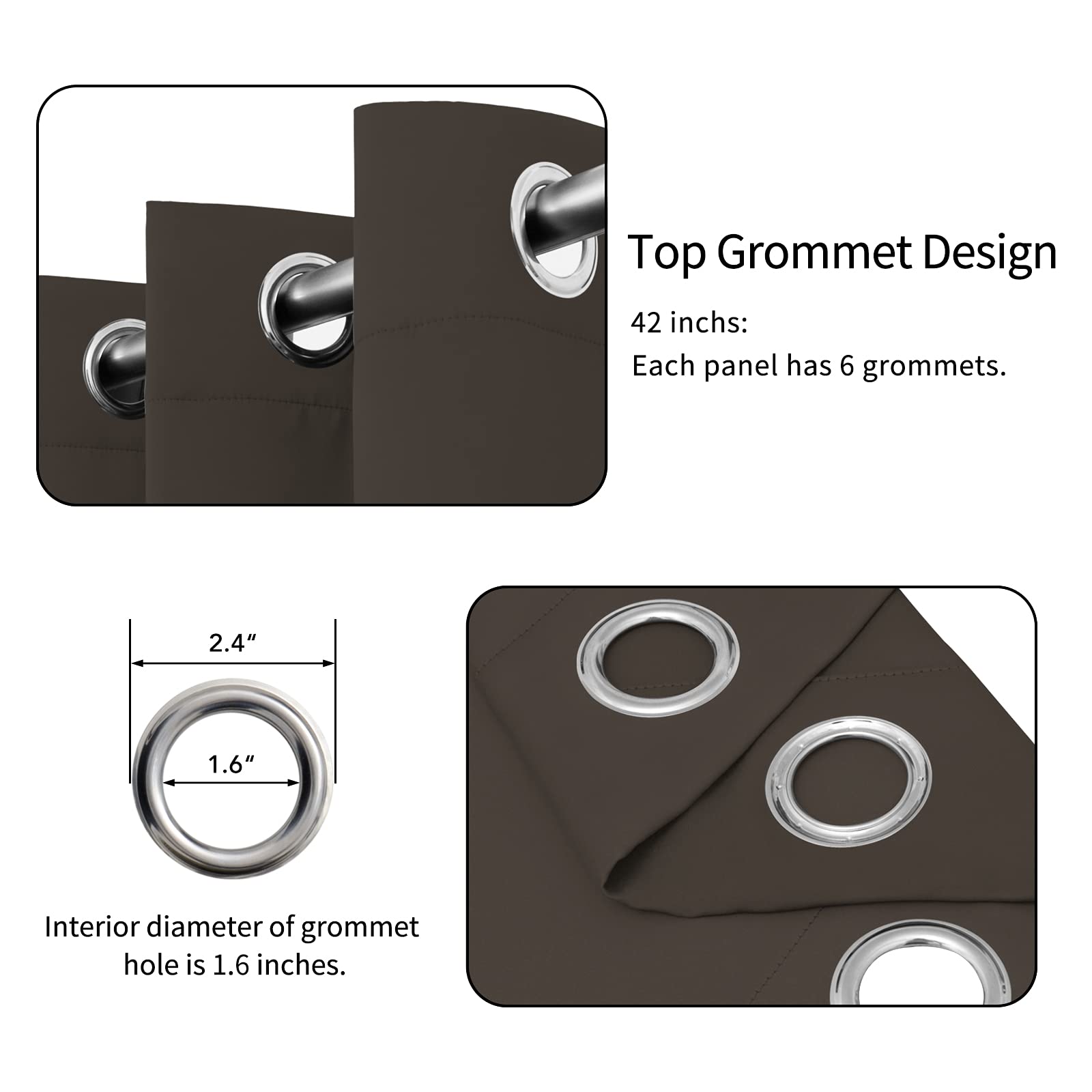 Easy-Going Blackout Curtains For Bedroom, Solid Thermal Insulated Grommet And Noise Reduction Window Drapes, Room Darkening Curtains For Living Room, 2 Panels(42X84 In, Coffee)