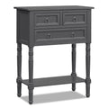 Giantex Console Table With 3 Drawers, 24' Rustic Entryway Table With Storage, Open Bottom Shelf, Compact Hallway Table, Small Sofa Side Table For Living Room, Bedroom, Narrow Entry Table, Gray