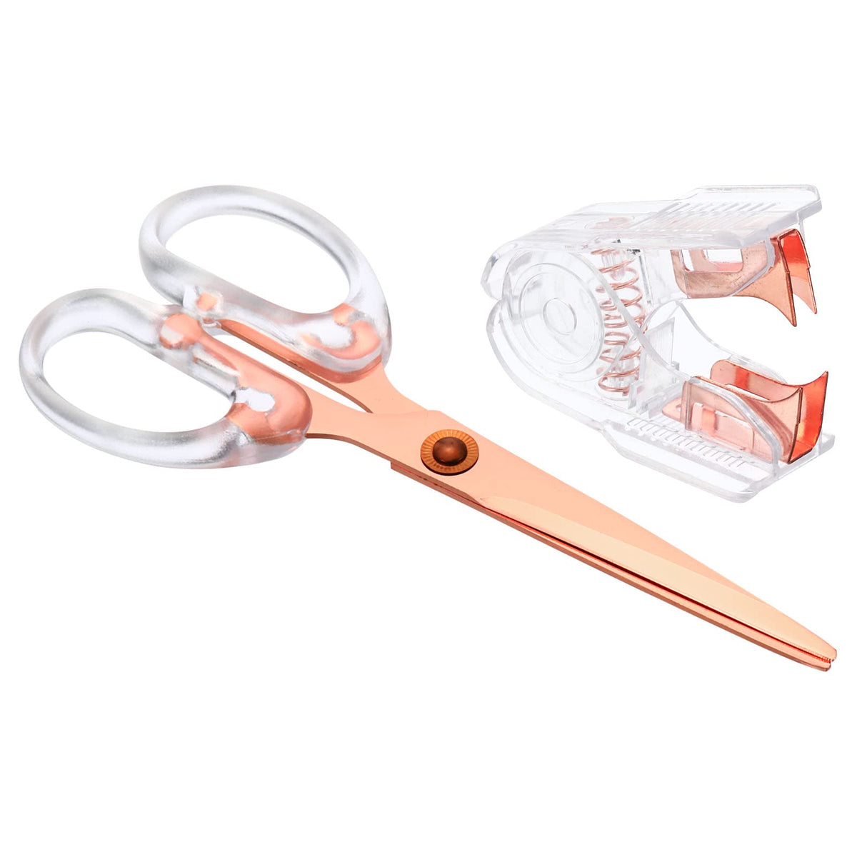 Patikil Acrylic Staple Remover Set, Portable Jaw Style Staple Puller Removal Tool With Scissor For Home Office Desktop, Rose Gol
