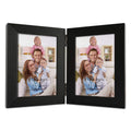 Giftgarden 3.5x5 Double Picture Frame with Clear Glass Display 3.5 by 5 Photo, Hinged Folding Frames for Tabletop, Black