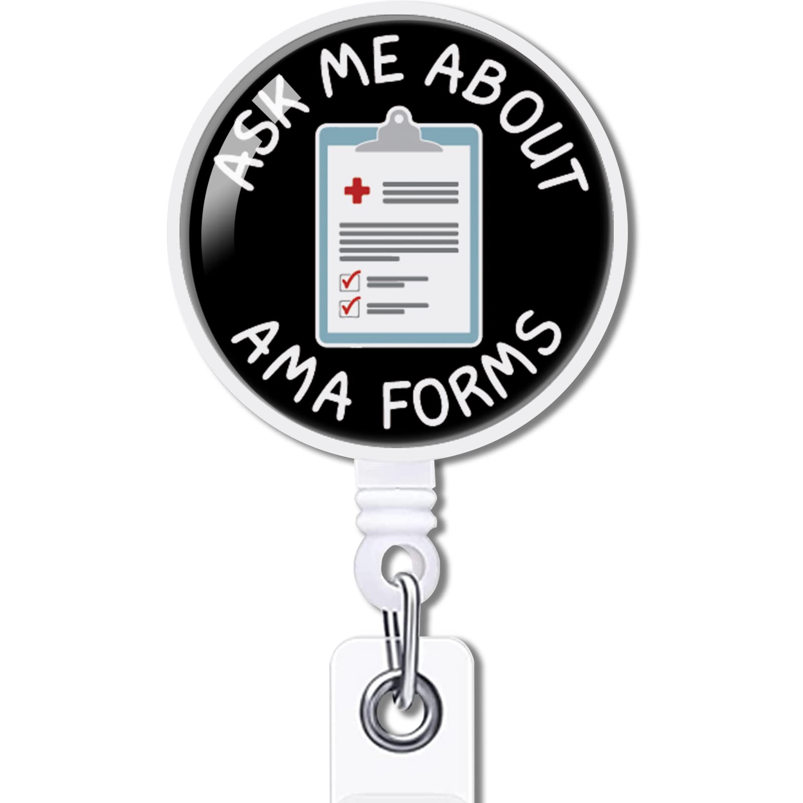 Yazmeen Ask Me About Ama Forms Retractable Badge Reel With Alligator Clip Funny Id Badge Holder For Medical Worker Funny Nurse B