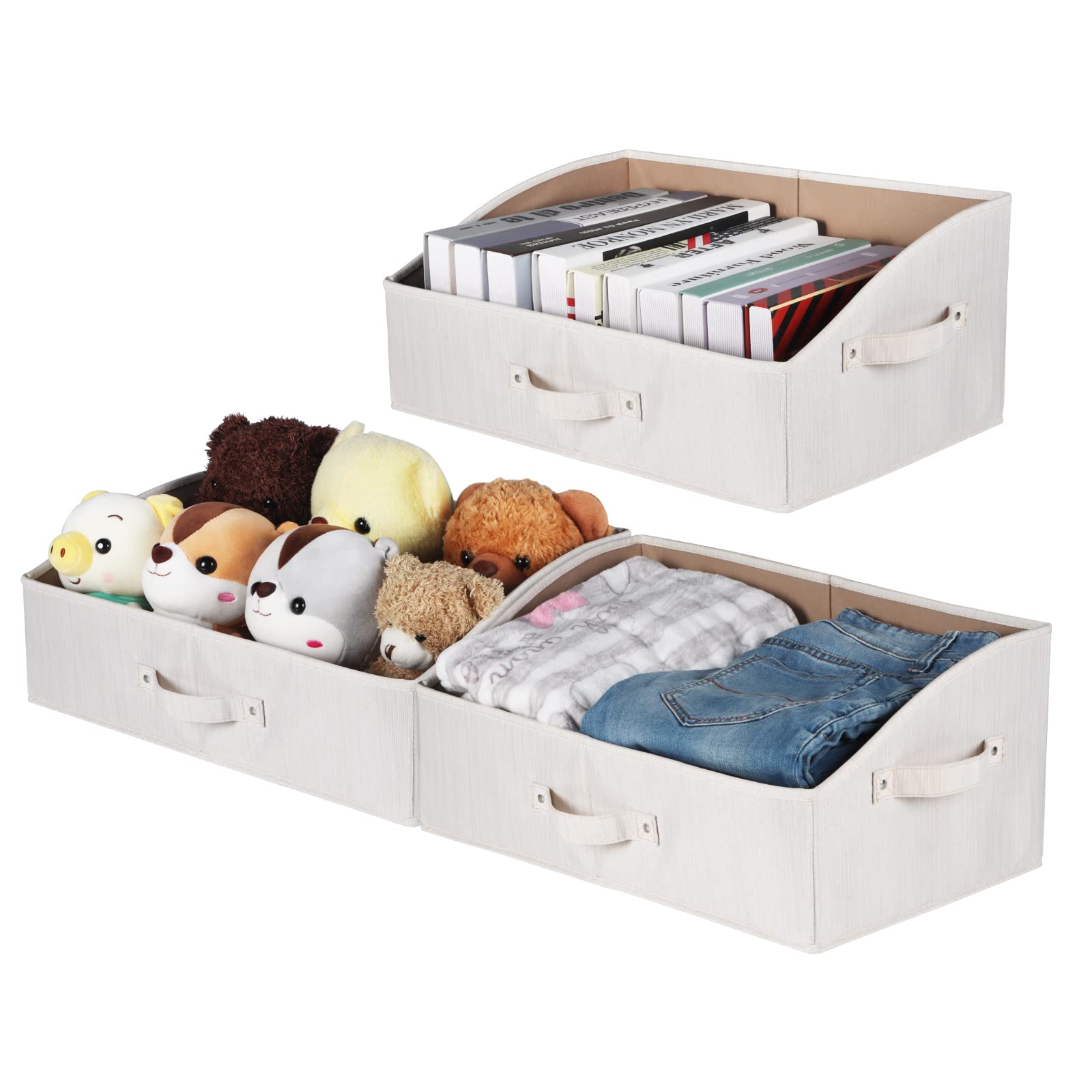 KEEGH Storage Bins for Closet Shelves Storage Baskets for Shelves Trapezoid Storage Bin Fabric Organizer Bins for Clothes with H