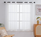 Pi Small Sheer Curtains 63 Inch Length,Light Filtering Airy Voile Curtain For Small Window/Kitchen 2 Panels (W52 X L63, Beige)