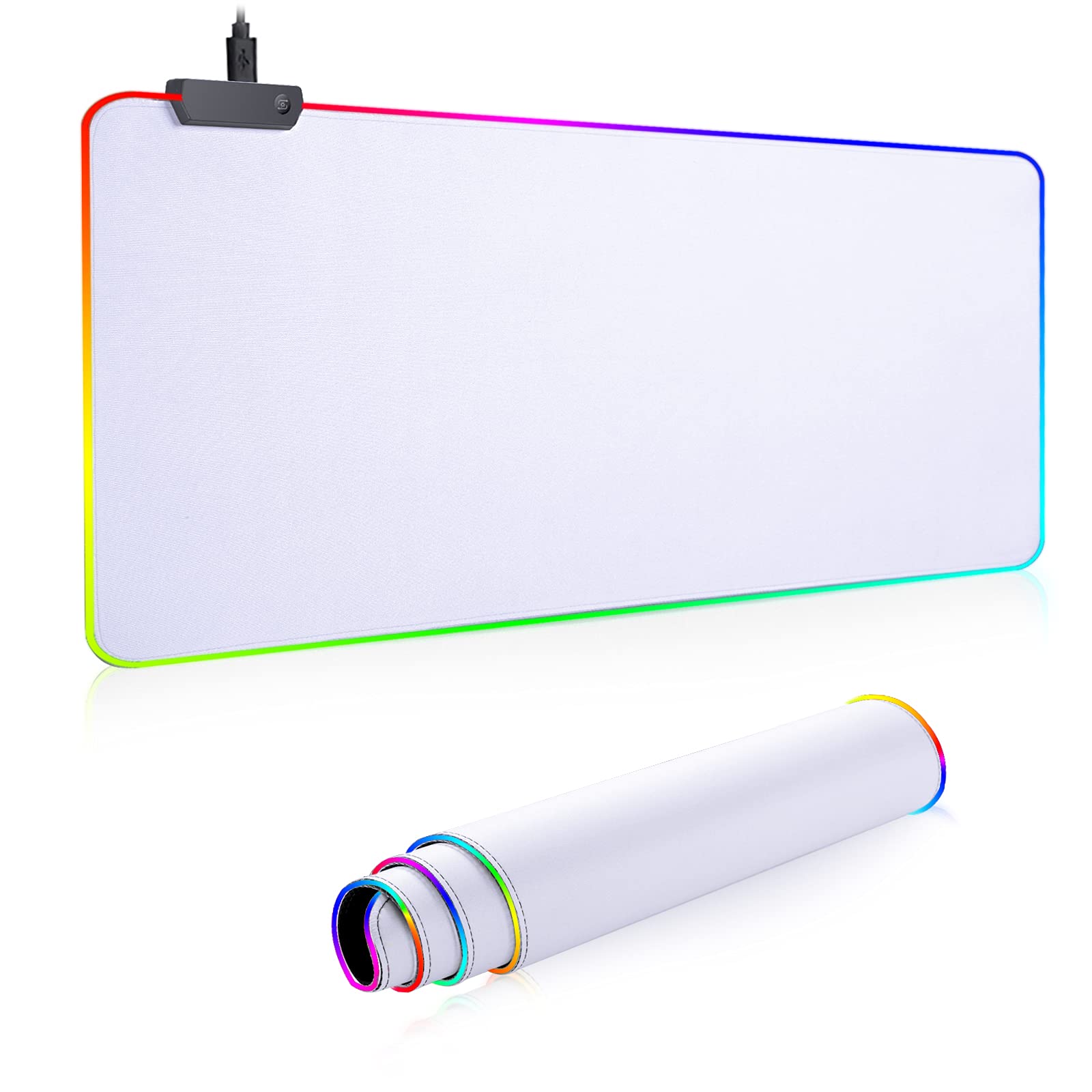 Rgb Mousepad Led Mouse Pad, Large Mouse Pad,Led And Big Mouse Mat(White)