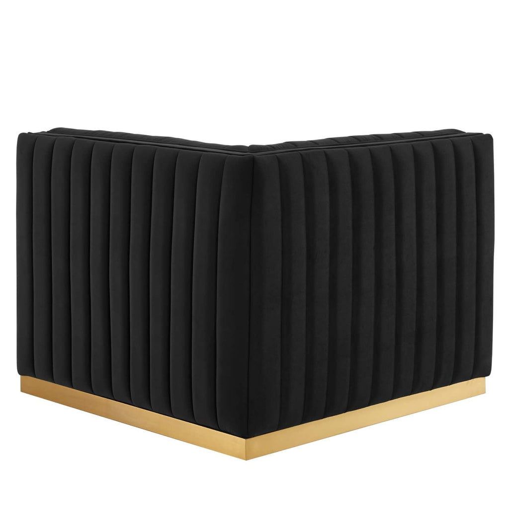 Modway Conjure Channel Tufted Performance Velvet Right Corner Chair - Gold/Black