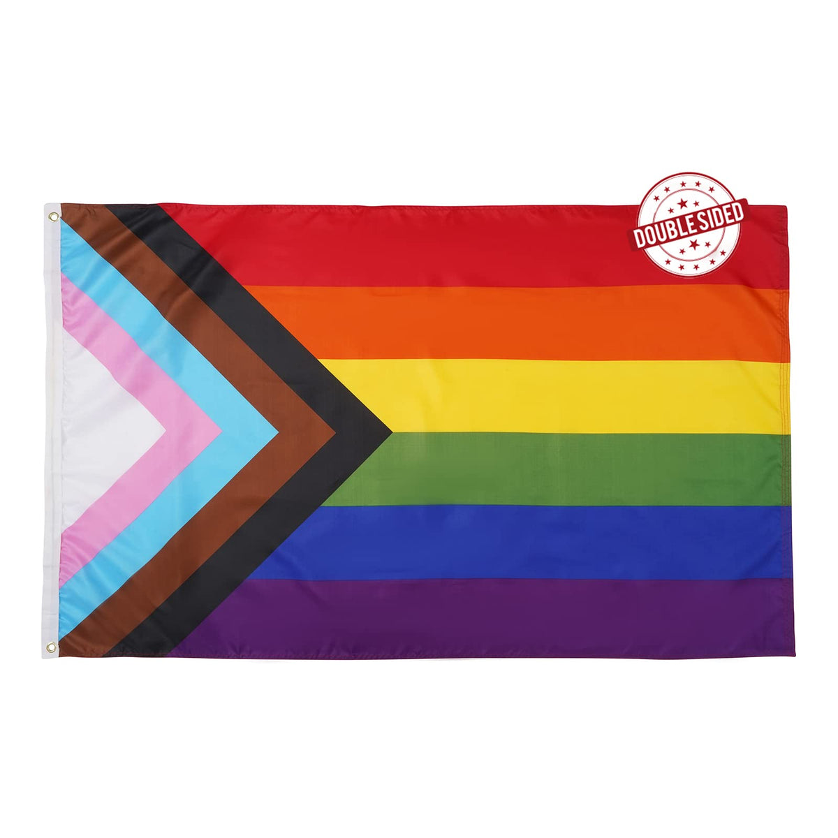 Homissor Pride Flag Double Side Progress Pride Flags 3X5 Ft Lgbt Rainbow Gay Lesbian Transgender Bisexual Banner Vibrant Color F