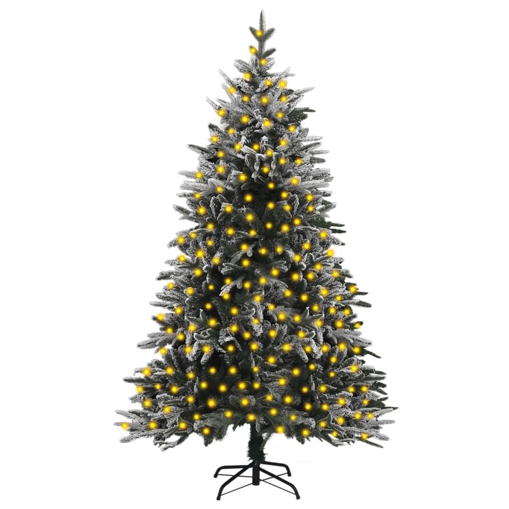 Artificial Pre-Lit Christmas Tree With Flocked Snow Decoration Pvc&Pe Vidaxl