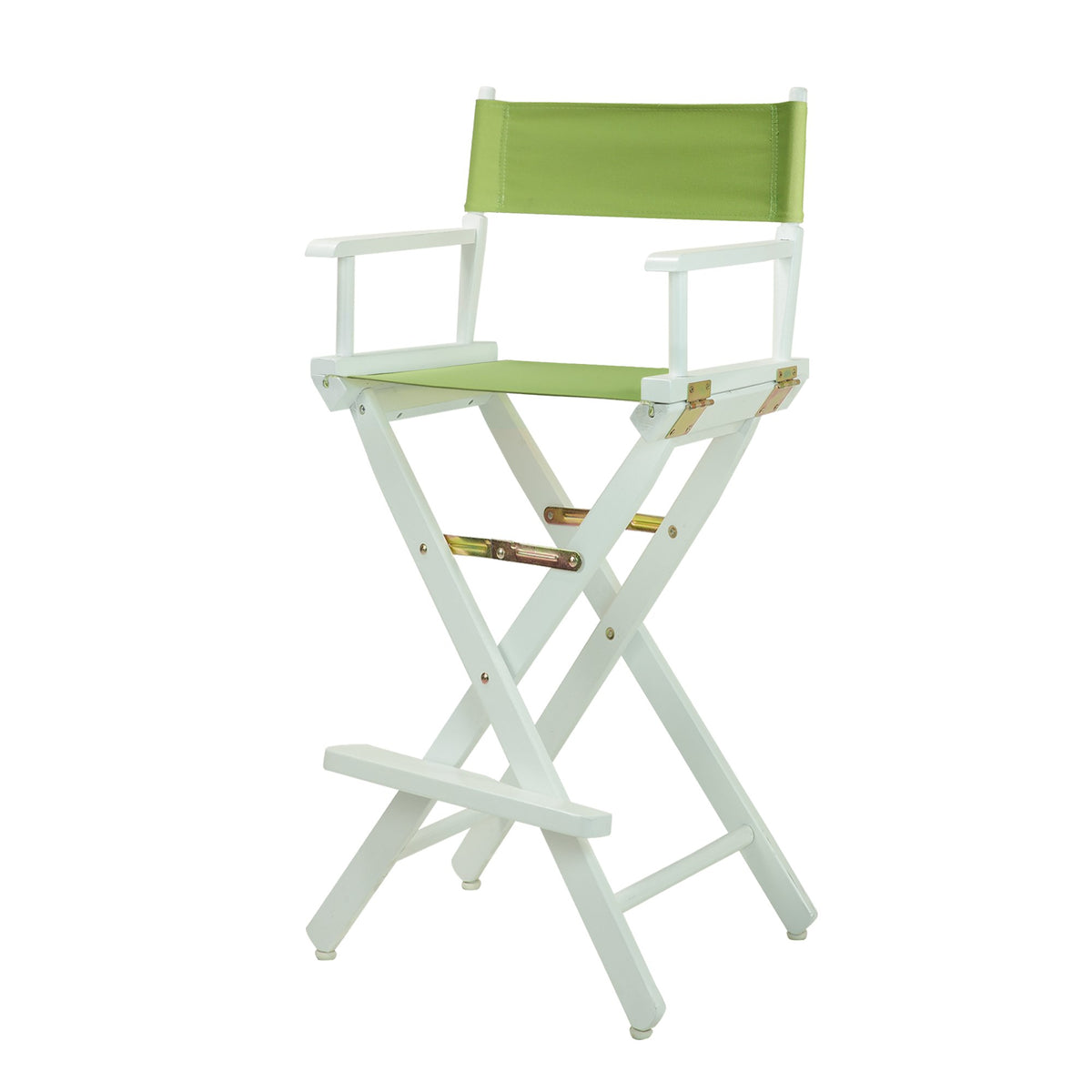 Casual Home Director'S Chair, 30&quot;-Bar Height, Whiteframe/Lime Green Canvas