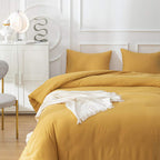 Clothknow Mustard Yellow Full Size Comforter Set 3Pcs Dark Yellow Bedding Comforter Sets Turmeric Comforter Soft Yellow Comforte