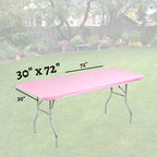 Kwik-Covers 5 Pack Of Rectangular Plastic Table Covers Bundle - 70 Paper Napkins Included - For 6' Foot Or 8' Foot Tables - (Table Not Included) (Pink, 30' X 72' (6' Foot Table))