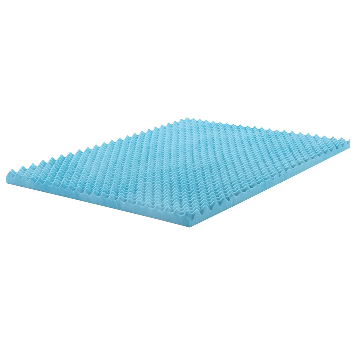 Greaton, 3-Inch Premium Convoluted Gel Memory Foam Toppers For Enhanced Comfort And Support, Full, Blue